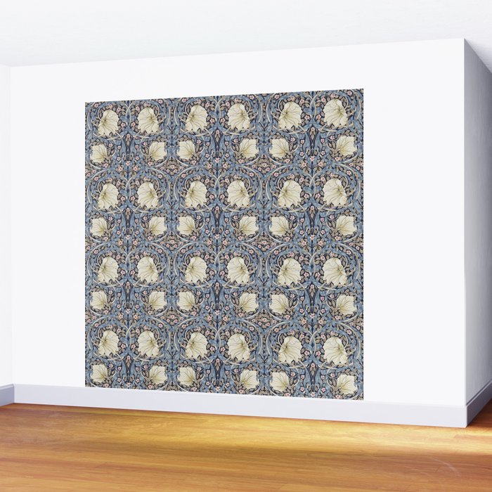 William Morris Vintage Pimpernel Dark Blue & Cream Wall Mural Gallery Image 2