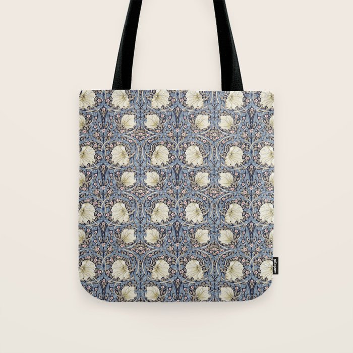 William Morris Vintage Pimpernel Dark Blue & Cream Tote Bag Gallery Image 1