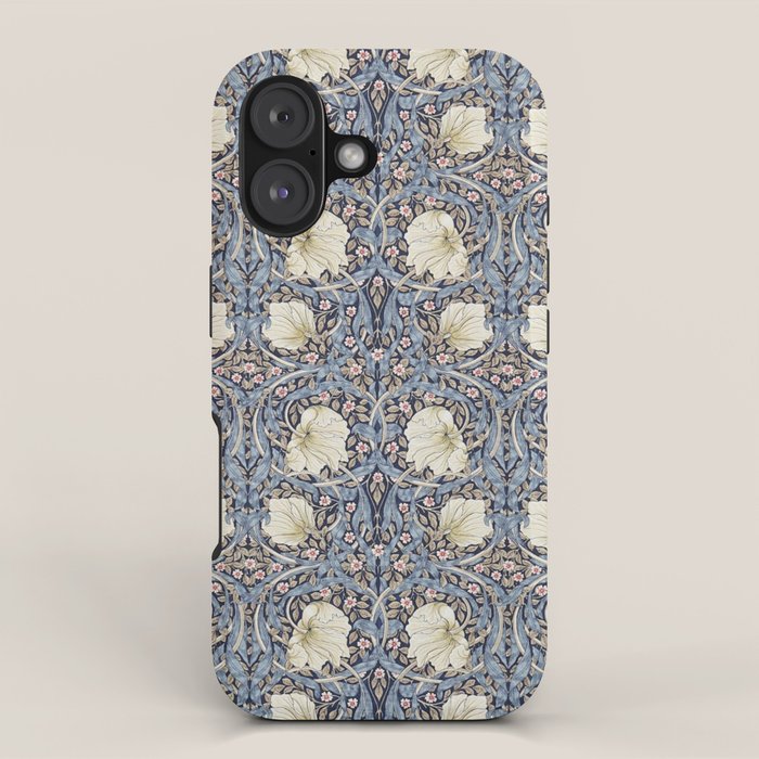 William Morris Vintage Pimpernel Dark Blue & Cream iPhone Case Gallery Image 1