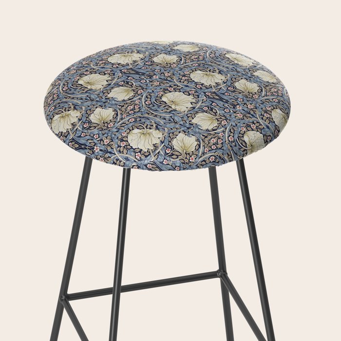 William Morris Vintage Pimpernel Dark Blue & Cream Stool Gallery Image 2
