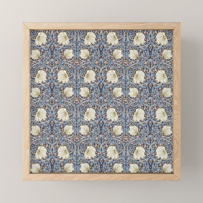 William Morris Vintage Pimpernel Dark Blue & Cream Mini Art Print Gallery Image 1