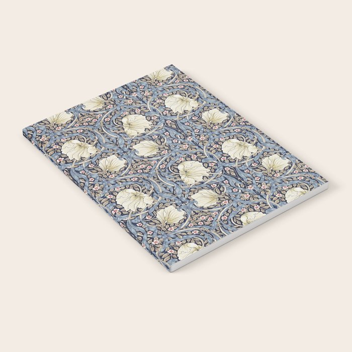 William Morris Vintage Pimpernel Dark Blue & Cream Notebook Gallery Image 1