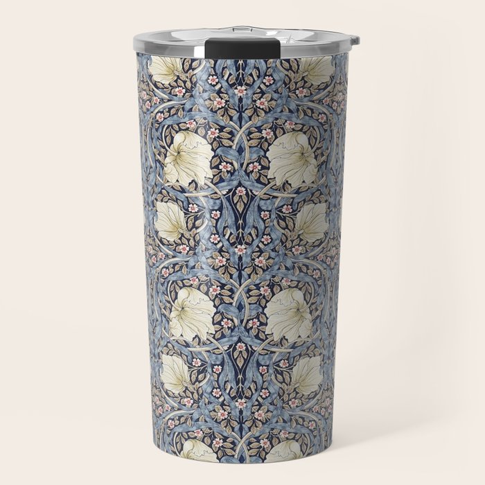 William Morris Vintage Pimpernel Dark Blue & Cream Travel Mug Gallery Image 1