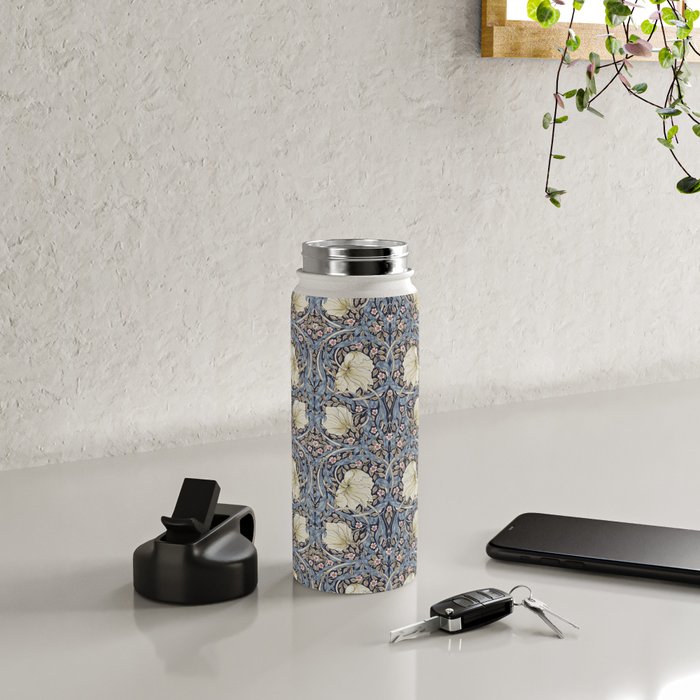 William Morris Vintage Pimpernel Dark Blue & Cream Water Bottle Gallery Image 4