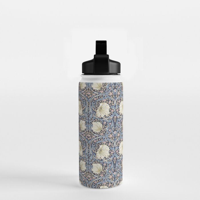 William Morris Vintage Pimpernel Dark Blue & Cream Water Bottle Gallery Image 2