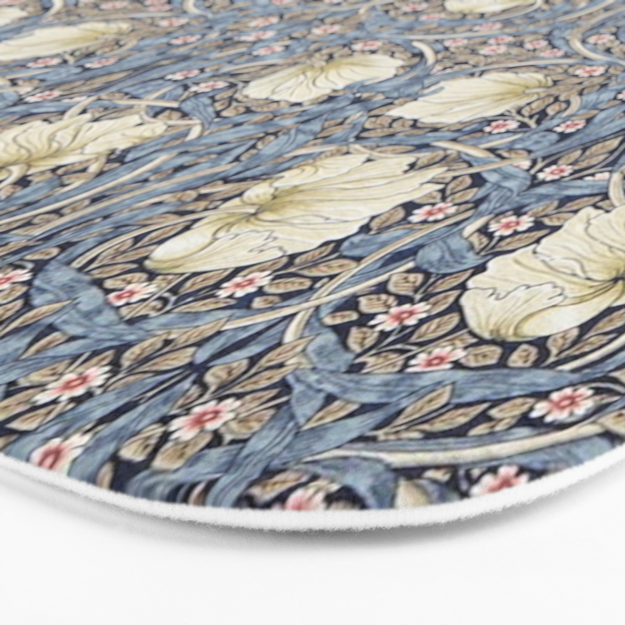 William Morris Vintage Pimpernel Dark Blue & Cream Bath Mat Gallery Image 3