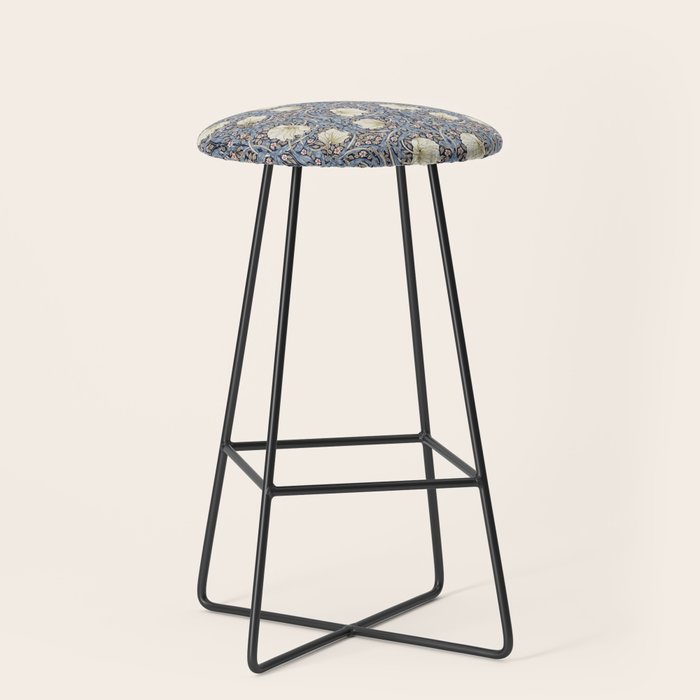 William Morris Vintage Pimpernel Dark Blue & Cream Stool Gallery Image 1