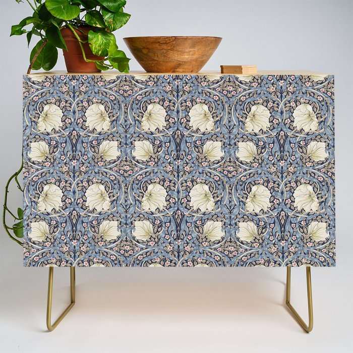 William Morris Vintage Pimpernel Dark Blue & Cream Credenza Gallery Image 1