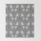 William Morris Vintage Pimpernel Dark Blue & Cream Throw Blanket Gallery Image 2