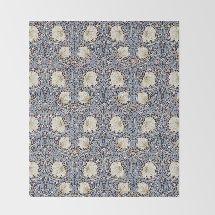 William Morris Vintage Pimpernel Dark Blue & Cream Throw Blanket Gallery Image 2