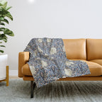 William Morris Vintage Pimpernel Dark Blue & Cream Throw Blanket Gallery Image 1
