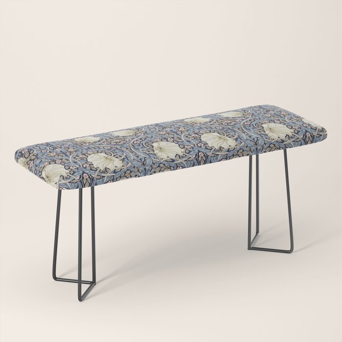 William Morris Vintage Pimpernel Dark Blue & Cream Bench Gallery Image 1