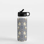 William Morris Vintage Pimpernel Dark Blue & Cream Water Bottle Gallery Image 1
