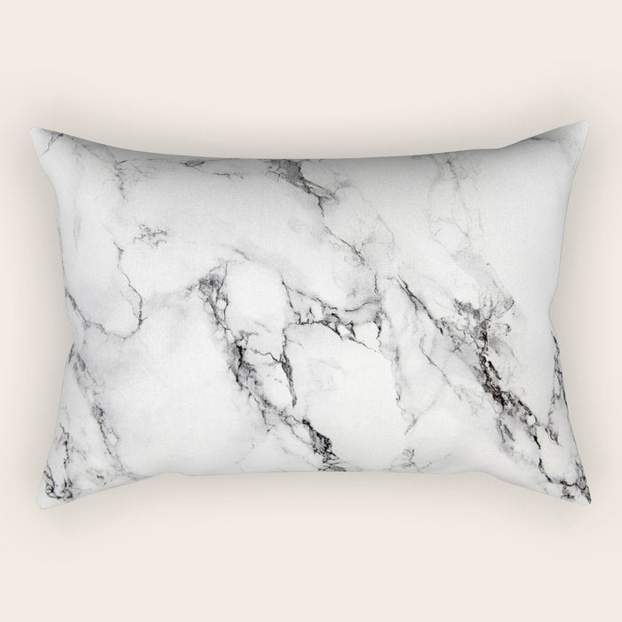 White Faux Marble Texture Rectangular Pillow Gallery Image 1