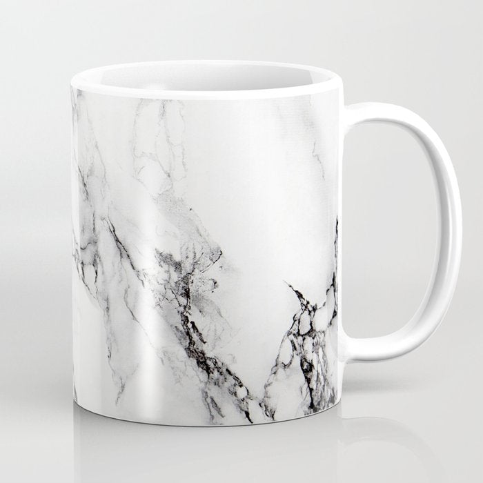White Faux Marble Texture Coffee Mug Gallery Image 1