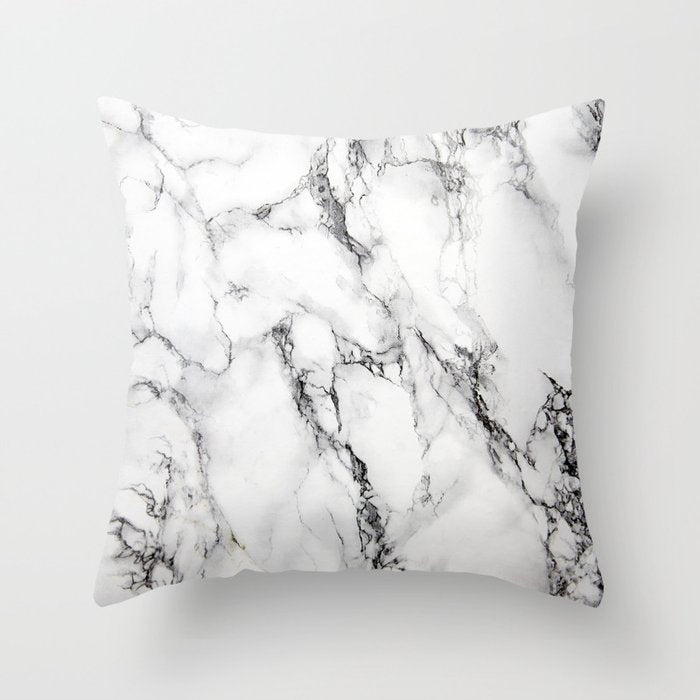 White Faux Marble Texture Throw Pillow Gallery Image 6