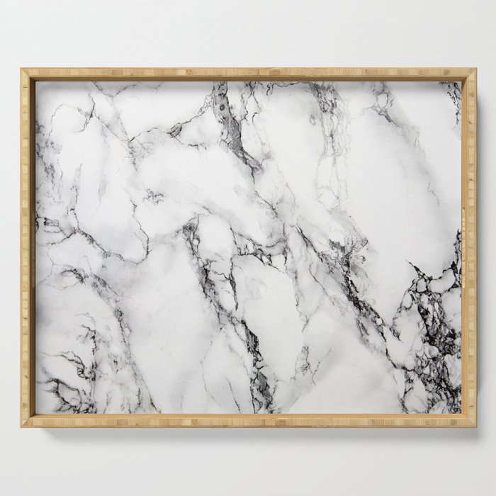 White Faux Marble Texture Serving Tray Gallery Image 1