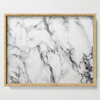 White Faux Marble Texture Serving Tray Gallery Image 1
