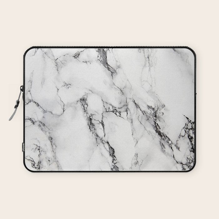 White Faux Marble Texture Laptop Sleeve Gallery Image 1