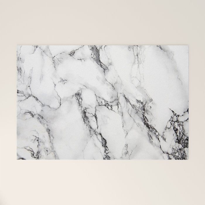 White Faux Marble Texture Welcome Mat Gallery Image 1