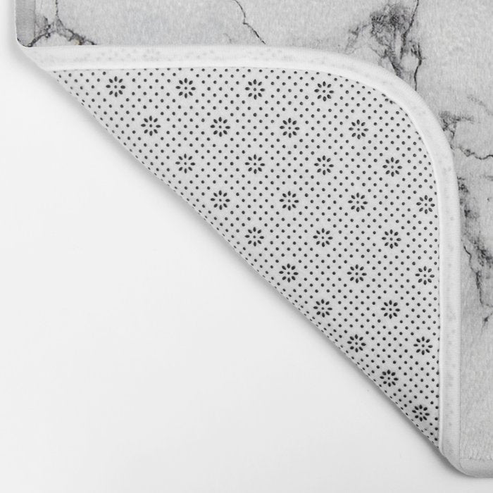 White Faux Marble Texture Bath Mat Gallery Image 2