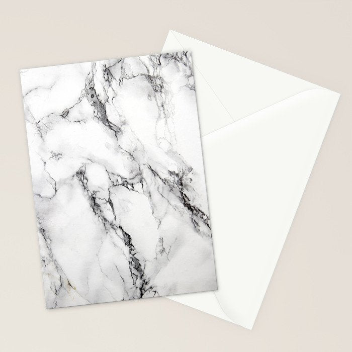 White Faux Marble Texture Stationery Card Gallery Image 2