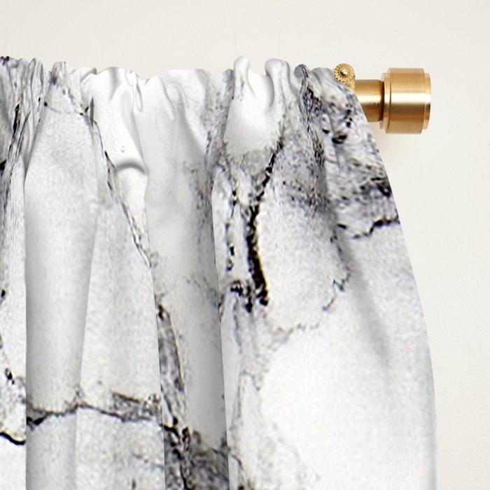 White Faux Marble Texture Window Curtain Gallery Image 2