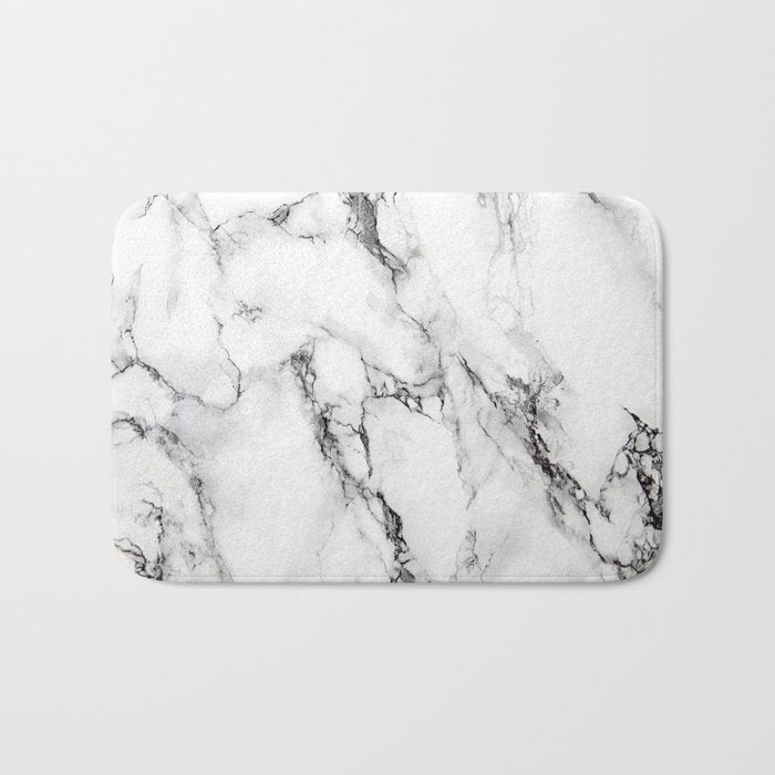 White Faux Marble Texture Bath Mat Gallery Image 1