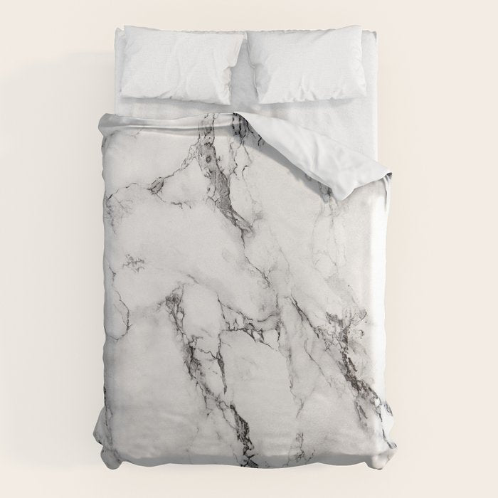 White Faux Marble Texture Duvet Cover Gallery Image 1