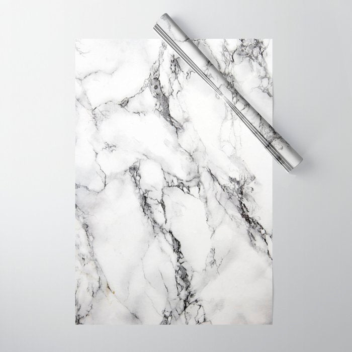 White Faux Marble Texture Wrapping Paper Gallery Image 1