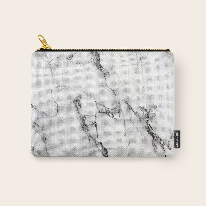 White Faux Marble Texture Carry All Pouch Gallery Image 1