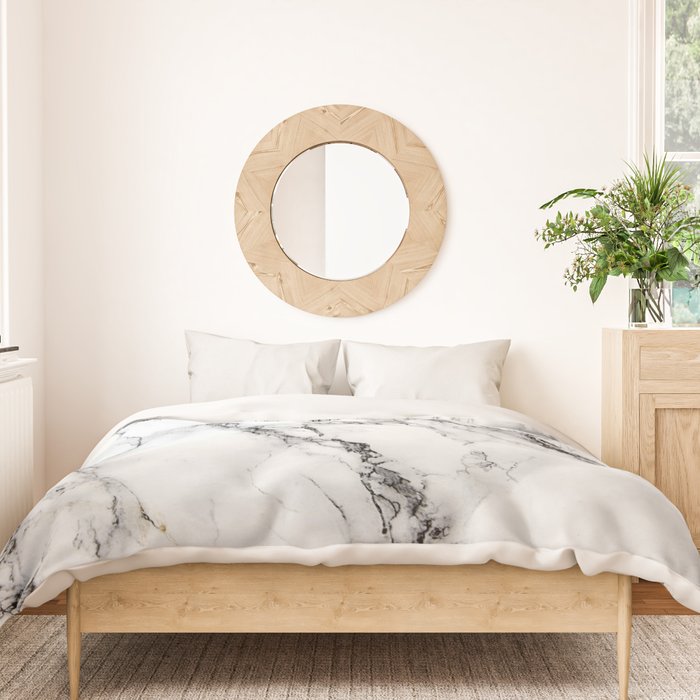 White Faux Marble Texture Duvet Cover Gallery Image 3