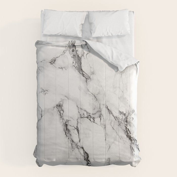 White Faux Marble Texture Comforter Gallery Image 1