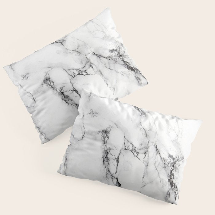 White Faux Marble Texture Pillow Sham Gallery Image 3