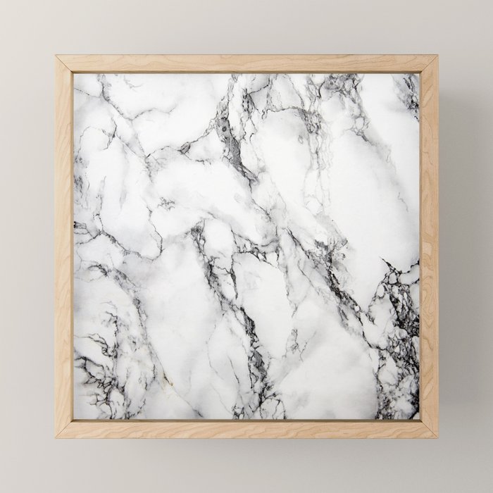 White Faux Marble Texture Mini Art Print Gallery Image 1