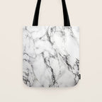 White Faux Marble Texture Tote Bag Gallery Image 1