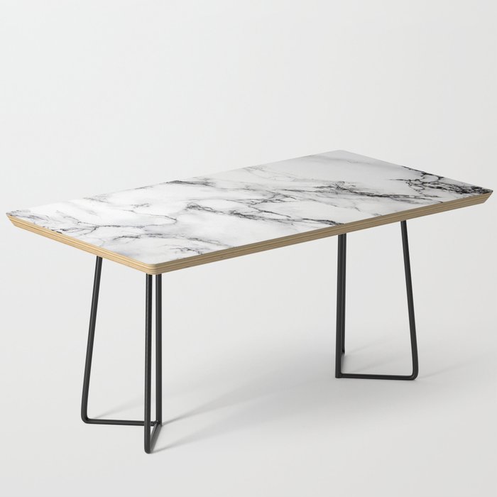 White Faux Marble Texture Coffee Table Gallery Image 1