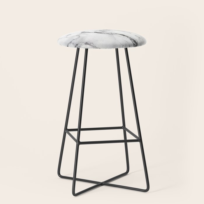 White Faux Marble Texture Stool Gallery Image 1