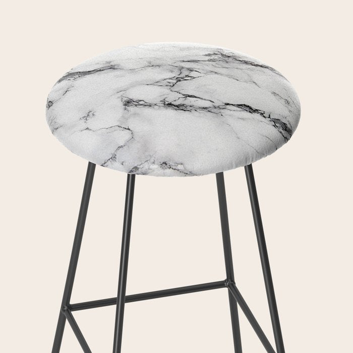 White Faux Marble Texture Stool Gallery Image 2