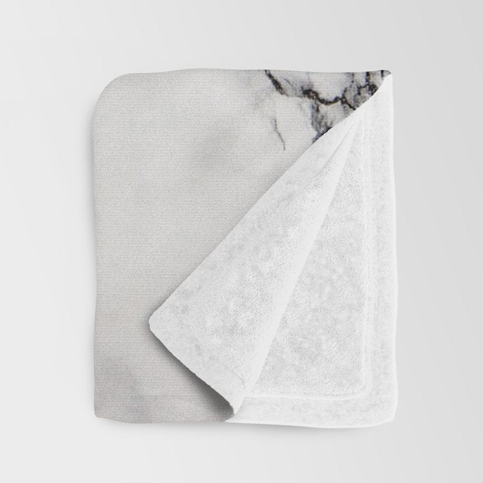 White Faux Marble Texture Throw Blanket Gallery Image 3