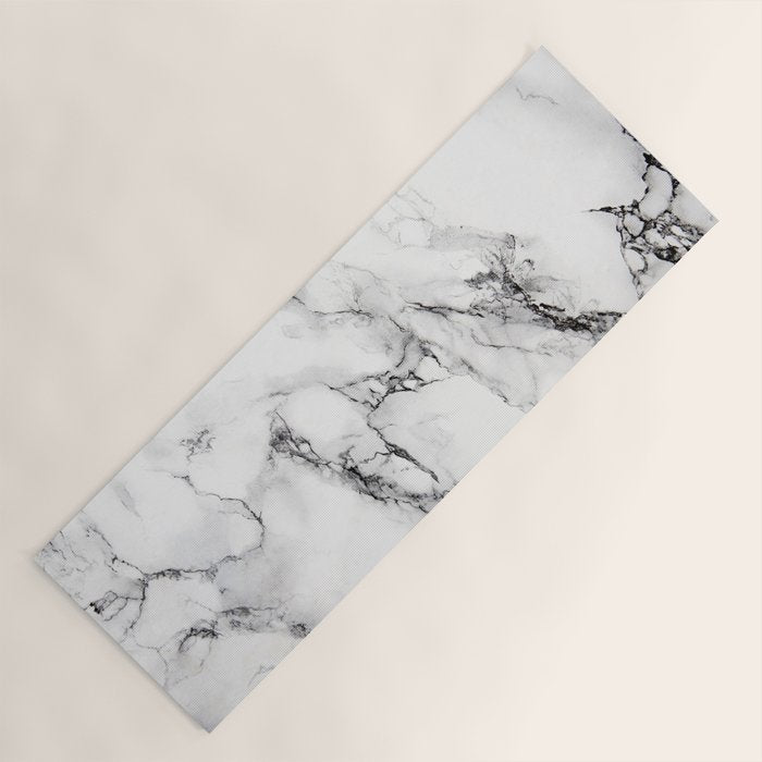 White Faux Marble Texture Yoga Mat Gallery Image 1
