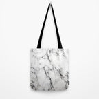 White Faux Marble Texture Tote Bag Gallery Image 2