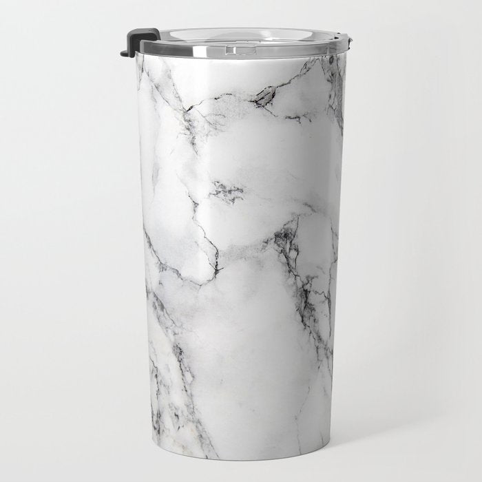 White Faux Marble Texture Travel Mug Gallery Image 3