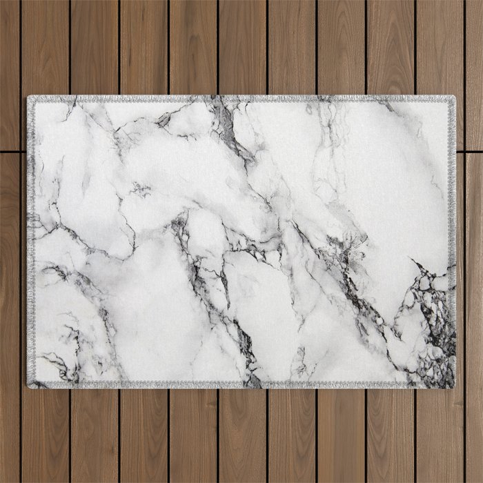 White Faux Marble Texture Outdoor Rug Gallery Image 1