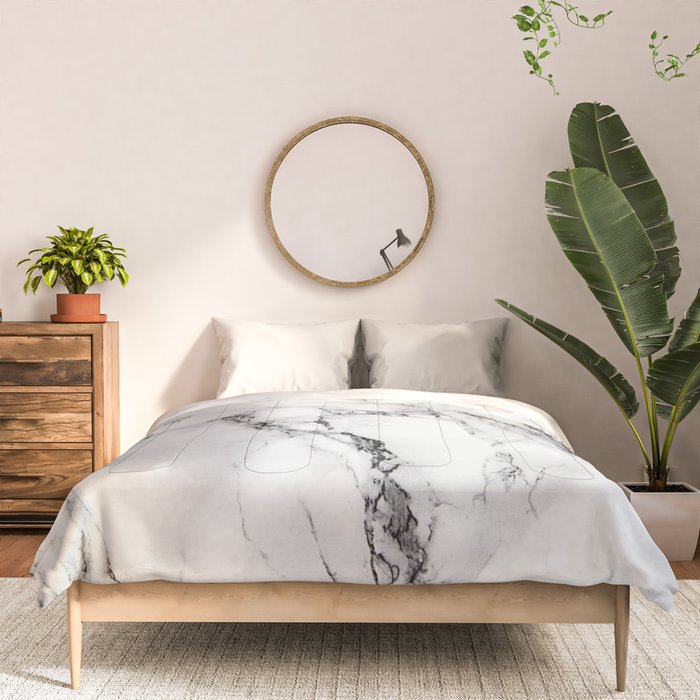 White Faux Marble Texture Comforter Gallery Image 3