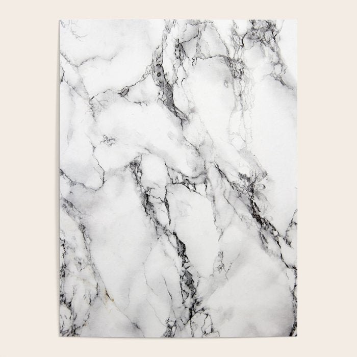 White Faux Marble Texture Poster Gallery Image 1