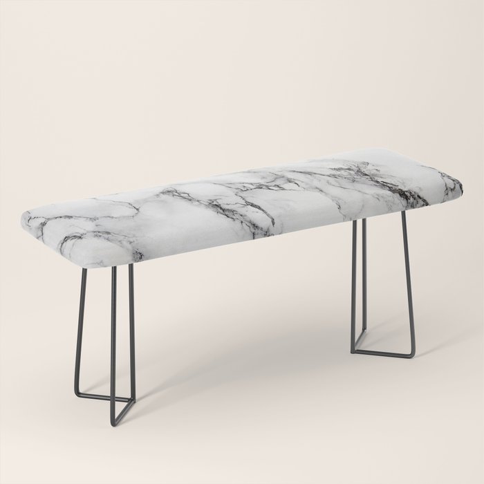 White Faux Marble Texture Bench Gallery Image 1