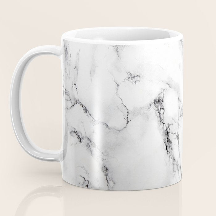 White Faux Marble Texture Coffee Mug Gallery Image 3