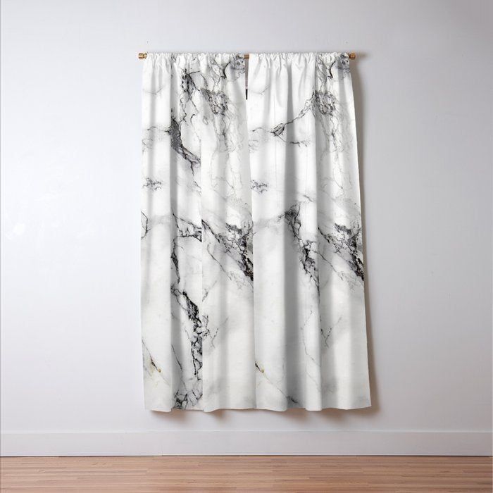 White Faux Marble Texture Window Curtain Gallery Image 3