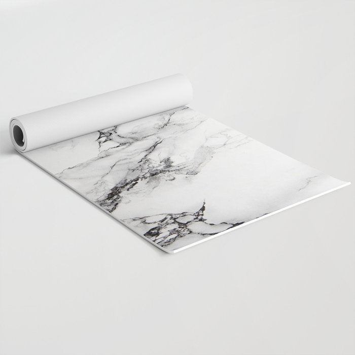 White Faux Marble Texture Yoga Mat Gallery Image 2
